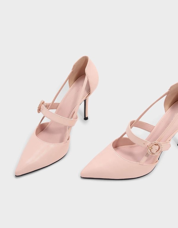 Pink Cut Out Detail Mary Jane Stilettos | CHARLES & KEITH