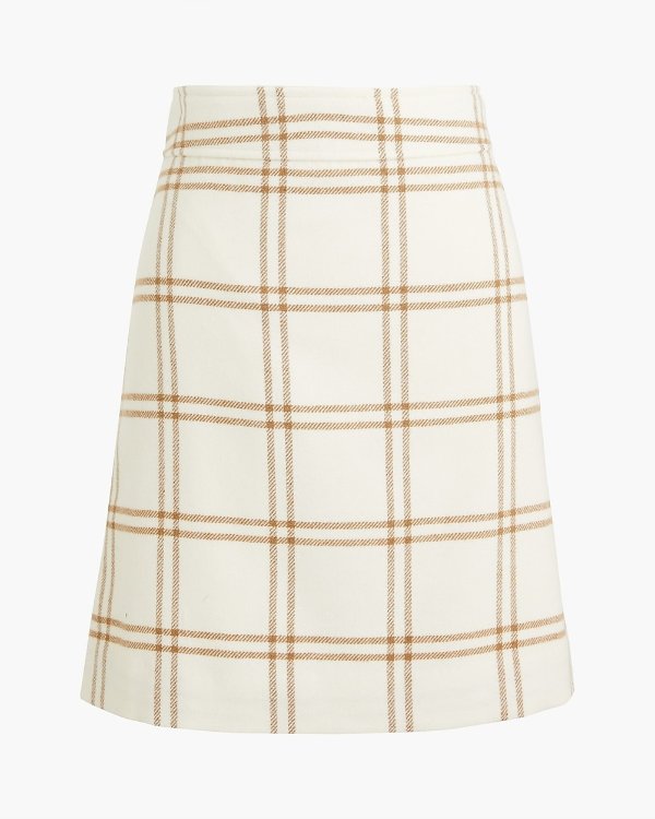 Plaid wool-blend A-line mini skirt