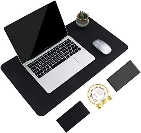 Non-Slip Desk Pad, Waterproof PVC Leather Desk Table Protector, Ultra Thin Large Mouse Pad, Easy Clean Laptop Desk Writing Mat for Office Work/Home/Decor(Black, 23.6" x 13.7")