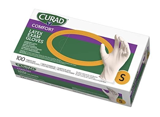 Curad CUR8104 一次性医用无粉乳胶手套100只 小号