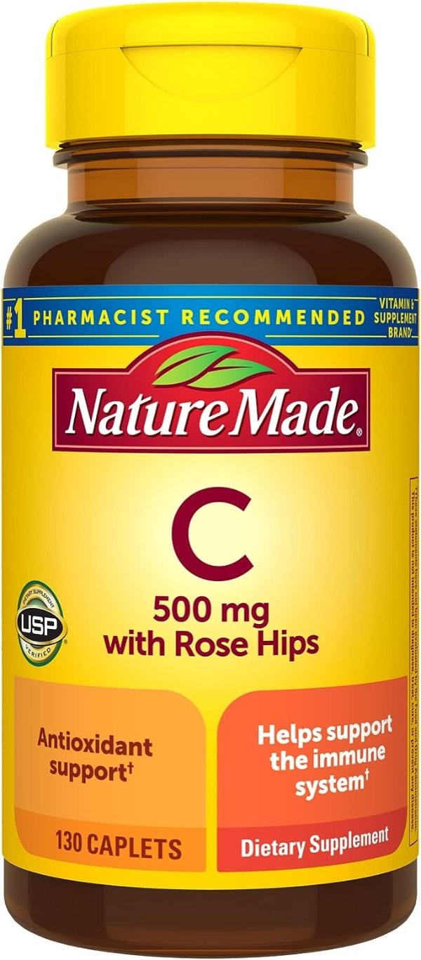Vitamin C 500 mg w. Rose Hips Caplets 130 Ct