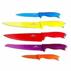 GA Homefavor Top Chef 5-piece Professional Cutlery Metal Stainless Steel Kitchen Knife Set with Non-stick Color Coating