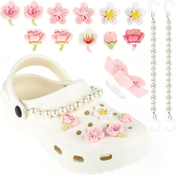 Lusofie 13件 洞洞鞋鞋花 花朵款粉色