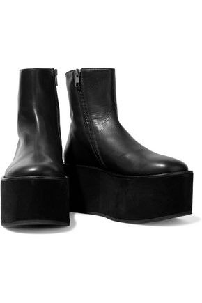 Glossed-leather platform ankle boots