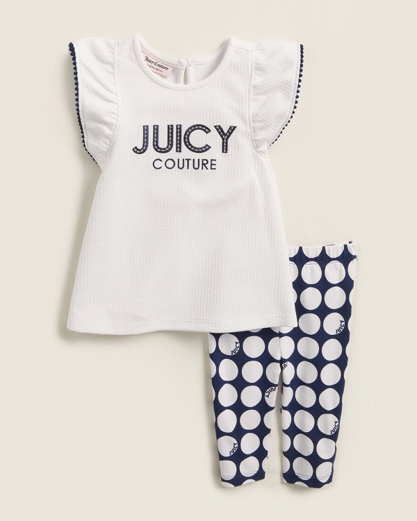 (Infant Girls) Two-Piece Logo Embroidery Top & Leggings Set