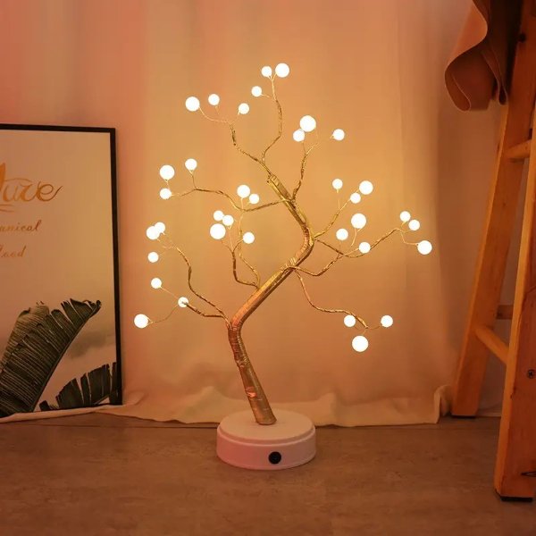 1pc Led Nightlight Creative Smart Home Pearl Tree Light Birthday Gift Holiday Decorative Bedside Nightlight | Shop Now For Limited-time Deals | Temu