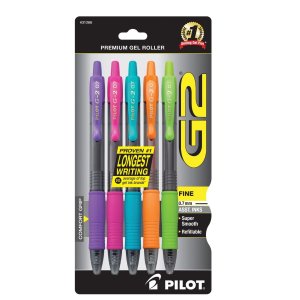 Pilot G2 彩色凝胶笔，5支