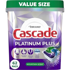 Cascade页面$3优惠券Platinum Plus洗碗球62颗