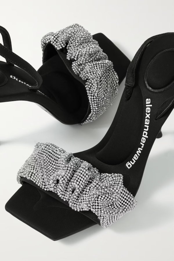 Julie crystal-embellished suede slingback sandals