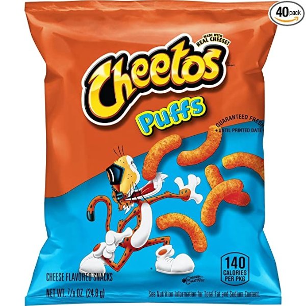 Puffs Cheese Flavored Snacks, 0.875 Ounce, Pack of 40