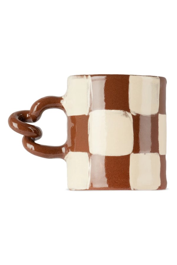 Brown & White Checkered Wiggle Mug