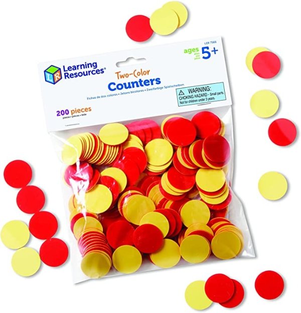 Two-Color Counters, Red/Yellow, Educational Counting, Sorting, and Patterning, Family Counters, Set of 200, Grades K+, Ages 5+