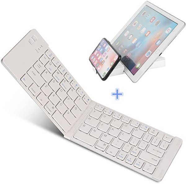 Foldable Bluetooth Keyboard, IKOS Ultra Slim Mini BT Folding Keyboard Compatible for iPhone X 8 7 6S 6 Plus, iPad Mini/Pro/Air, Samsung and All Other Android Smartphones/Tablets and Windows System