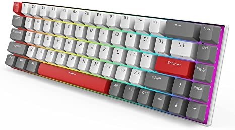 RK ROYAL KLUDGE RK G68 RGB 65% Wired/Bluetooth/2.4G Wireless Mechanical Keyboard, 60% 68 Keys for Mac Windows, Hot Swappable Keyboard Gateron Brown Switch, Classical Red