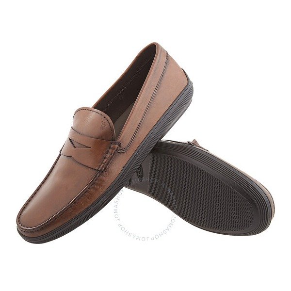 Tods Men's Brown Leather Penny Loafers
