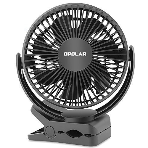 Clip Fan with 5200mAh Battery and Timer, 3 Speeds, Strong Clamp, 7 blade, Rechargeable Battery or USB Powered, Clip & Desk Fan 2 in 1, Quiet for Baby Stroller, Crib, Treadmill, Office, Outdoor