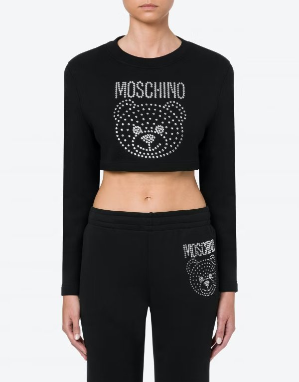 Crystal Teddy cropped sweatshirt - Clothing - Women - Moschino | Moschino Official Online Shop