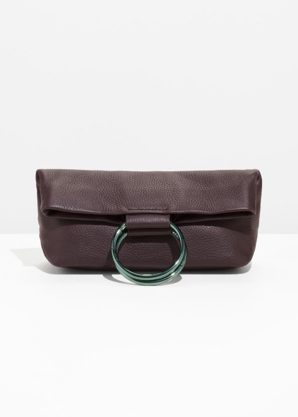 Ring Fold-Over Clutch - Burgundy - Clutches - & Other Stories US