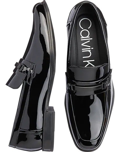 Calvin Klein Dale Black Patent Moc Toe Dress Shoes - Men's Sale | Men's Wearhouse