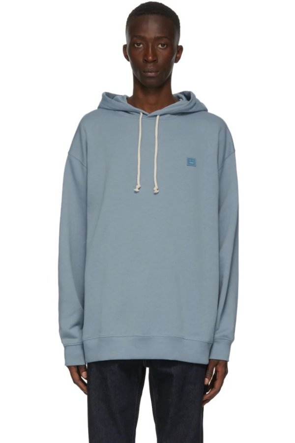 Blue Oversized Patch Hoodie