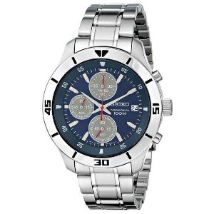 Seiko Men's SKS413 Stainless Steel Watch with Triple-Link Bracelet