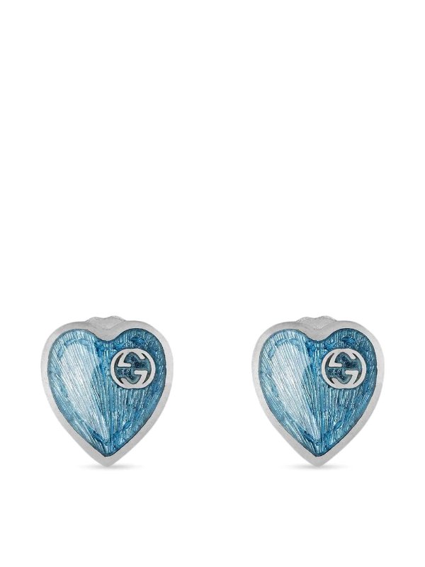 Interlocking G heart stud earrings