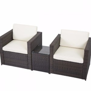 3 PCS Outdoor Patio Sofa Set Sectional Furniture PE Wicker Rattan Deck Couch F5