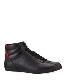 Men's Bambi GG-Embossed Leather High-Top Sneakers