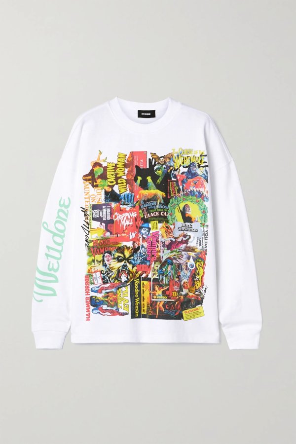 Oversized printed appliqued cotton-jersey T-shirt