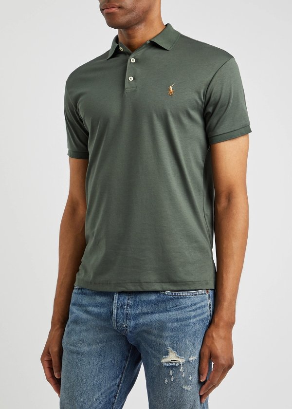 Green logo cotton polo shirt