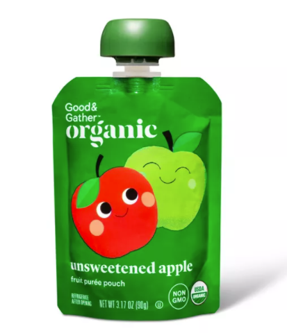 Organic Apple Sauce Pouches Unsweetened Apple 18ct
