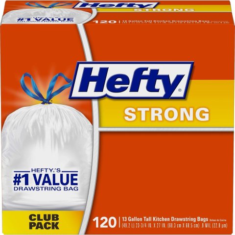 Hefty Ultra Strong Tall Kitchen Trash Bags, Blackout, Clean