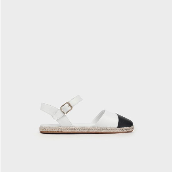 White Girls' Two-Tone Ankle-Strap Espadrilles | CHARLES &amp; KEITH