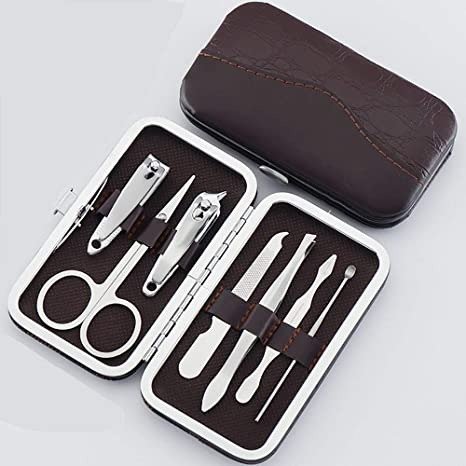 Suproot Manicure, Nail Clippers Set of 7Pcs, Professional Grooming Kit with Travel Leather Case, Nail Tools with Luxurious Travel Case