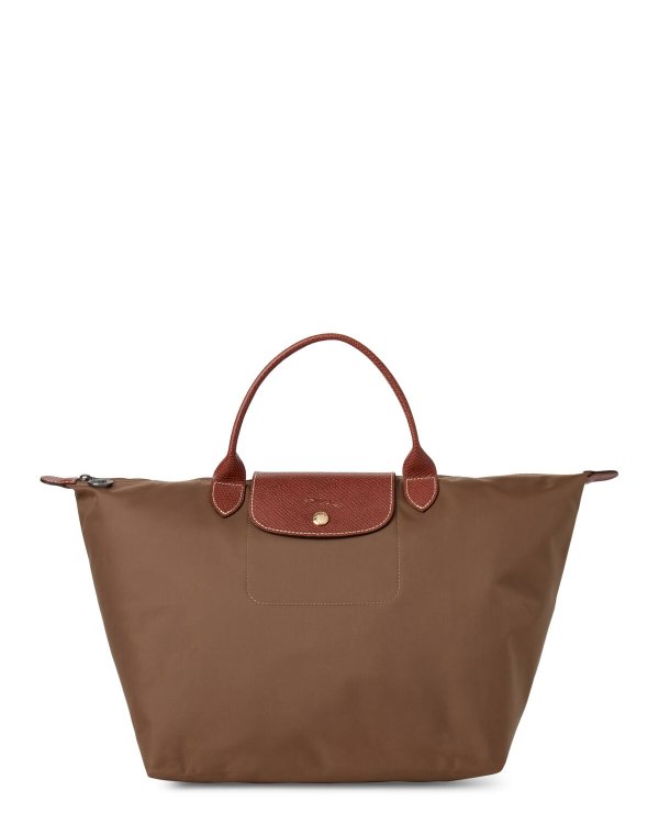 Khaki Le Pliage Medium Top Handle Bag