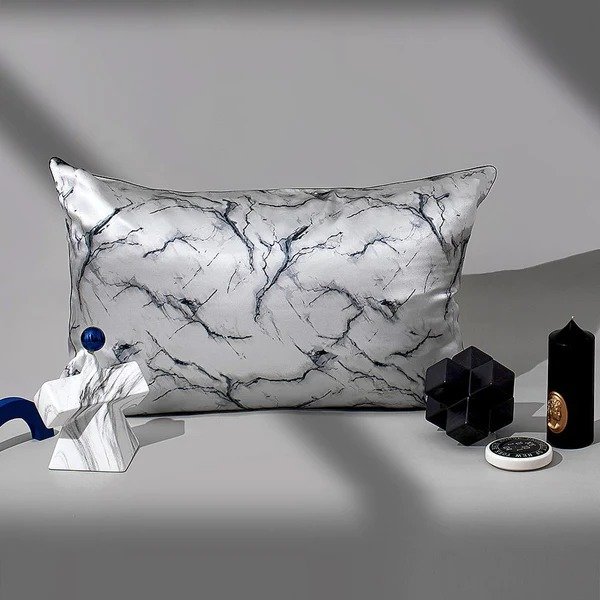 19 Momme Marble Zipper Silk Pillowcase (Ship Within 24hrs)