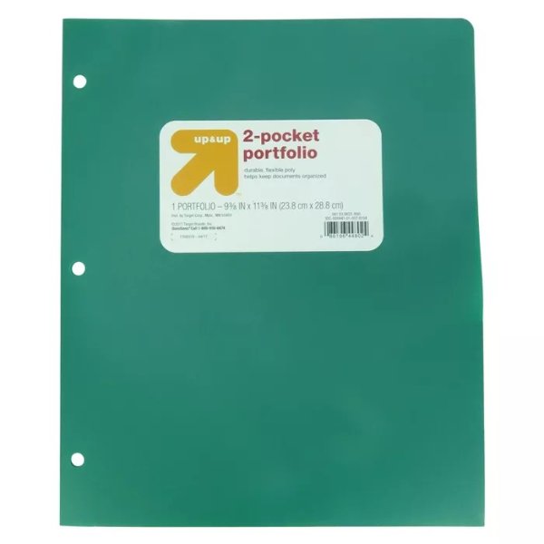2 Pocket Plastic Folder Green - Up&Up&#8482;