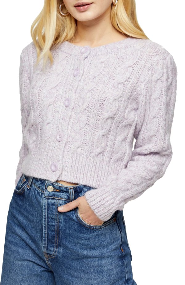 Cable Knit Crop Cardigan