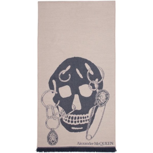 Alexander McQueen - Pink & Blue Chained Skull Scarf