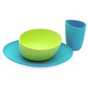 Zoë b Organic Fantastic Anti-Plastic Dishes Set, Turquoise/Lime