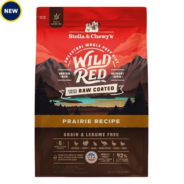 Stella & Chewy's Wild Red Raw Coated High Protein Grain & Legume Free Prairie Recipe Dry Dog Food, 21 lbs. | Petco