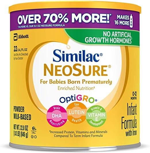 NeoSure Infant Formula with Iron, For Babies Born Prematurely, Powder, 22.8 oz (4 Count)