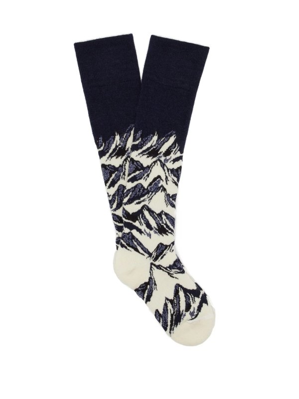 Mountain-intarsia wool-blend ski socks 