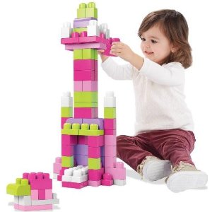 Mega Bloks 大号儿童积木玩具80块装热卖-粉色款