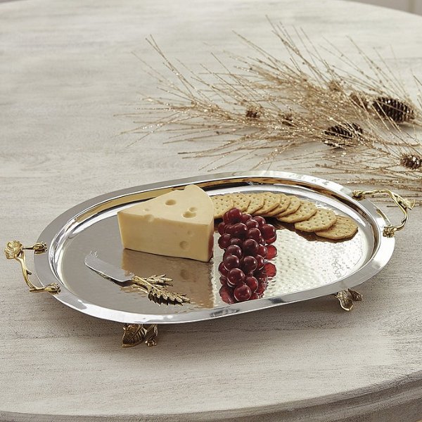 Alina Leaf Serving Tray Silver & Gold