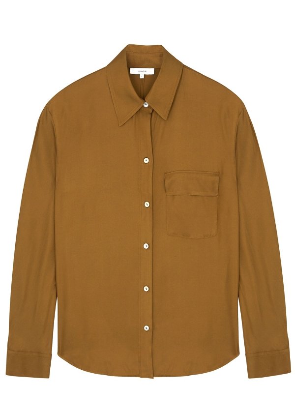 Brown satin-twill shirt