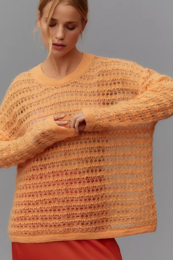 Pilcro Open-Stitch Pullover Sweater
