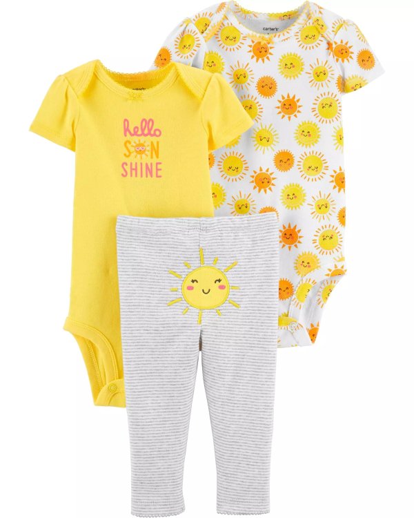 女婴太阳图案3件套