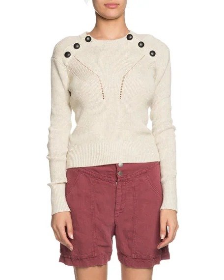 Koyla Button-Shoulder Knit Sweater