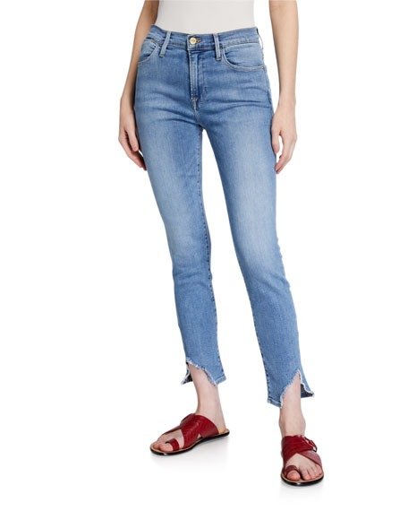 Le High Skinny Side-Fray Jeans